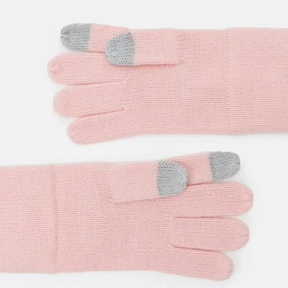 KATE SPADE 2PC Rose Tech Finger Gloves & Beanie Black Flocked Spade NWT